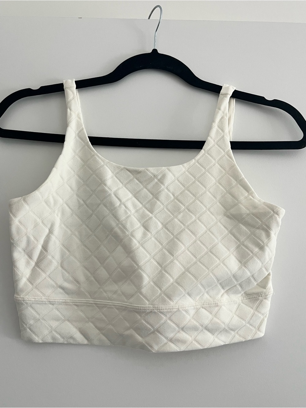 White Quilted Cropped Sports Bra